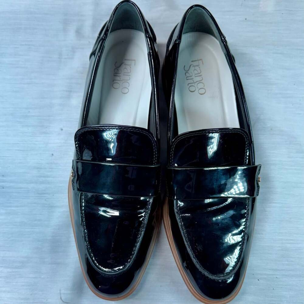 Franco Sarto Women's Edith 2 Black Patent Leather Penny Loafers
